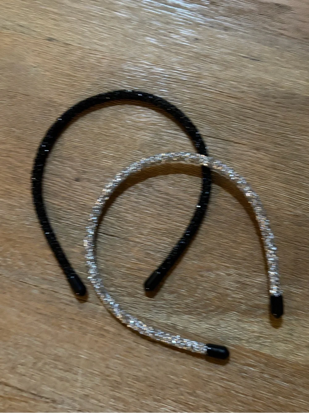 Set of 2 Crystal Rhinestone Headbands Black & Silver Sparkle Hair Accessories